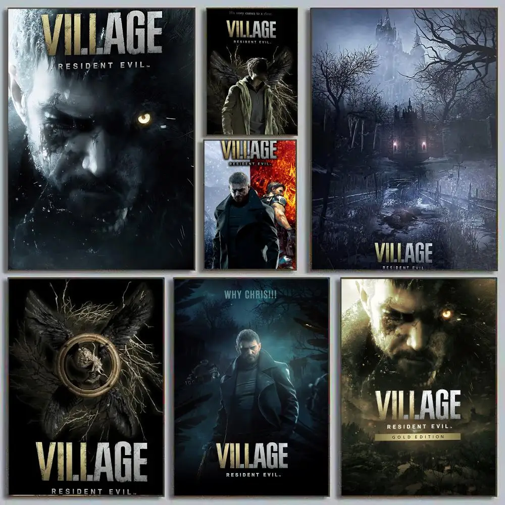 R-Resident-Evil 8 V-Village Poster Home decor HD sticky wall waterproof home living room bedroom bar decoration