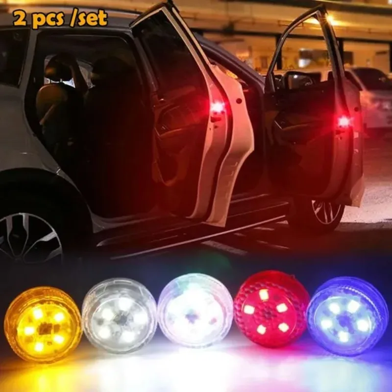

2 шт. универсальная светодиодная сигнальная лампа открывания дверей автомобиля, безопасные беспроводные сигнальные огни для предотвращения столкновений