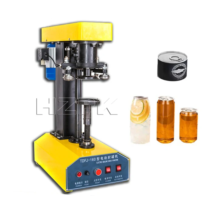 

HZPK 2021 Newest Cover Pot Metal Machine/semi Automatic Pop Soda Tin Can Lid Bottle Sealing Machine