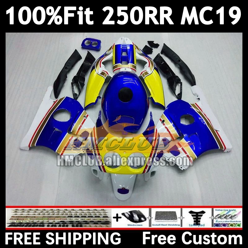 Injection Body For HONDA CBR 250RR 250R 250 blue yellow RR CC 88 89 96No.12 CBR250 RR MC19 MC 19 CBR250RR 1988 1989 OEM Fairing