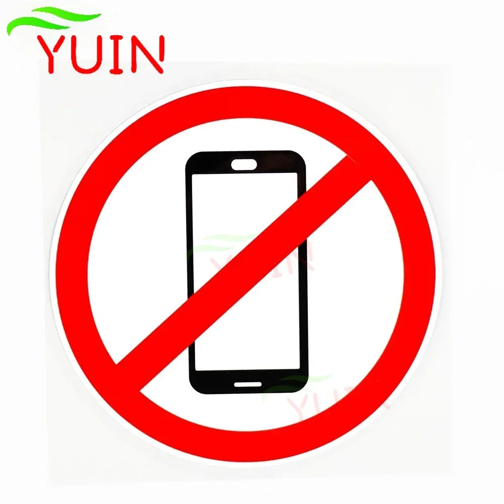Calcomanías de conducción prohibidas con icono de teléfono móvil, accesorios para coches, pegatina de PVC para decoración de ventanas, calcomanía de protección solar impermeable de 13x13cm