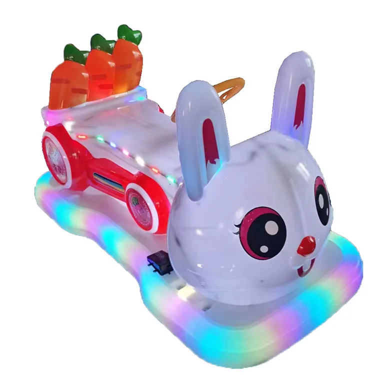 &Cartoon Rabbit Bumper Car, Engineering Plastic Dodgem with LED Lights & Music, Anti-Collision for Kids & Adults in Parks, Malls