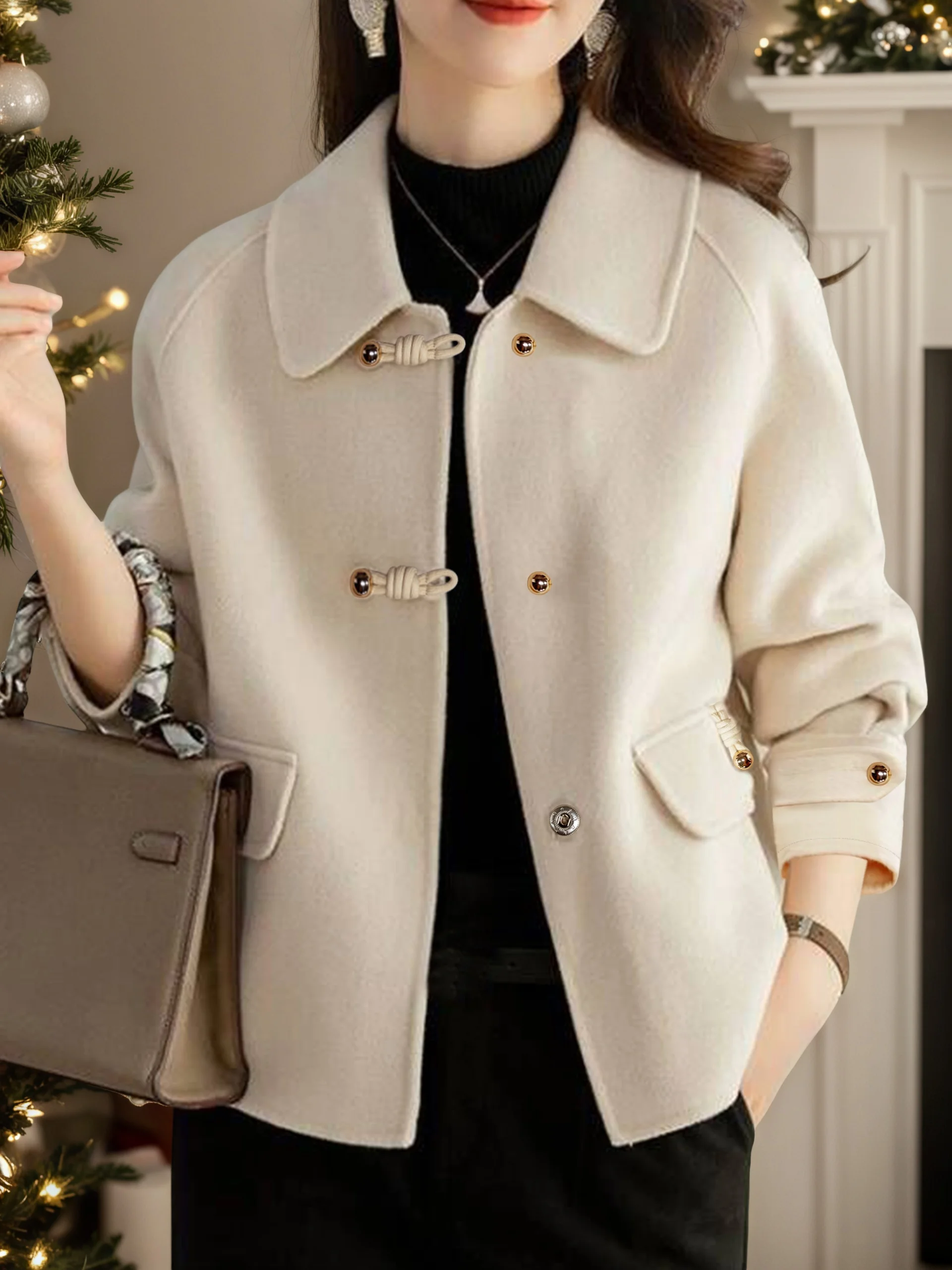 Elegant Solid Short Coats for Woman Autumn Winter Warm Woman Clothing Formal Office Female Coat Outfits New In Outerwears
