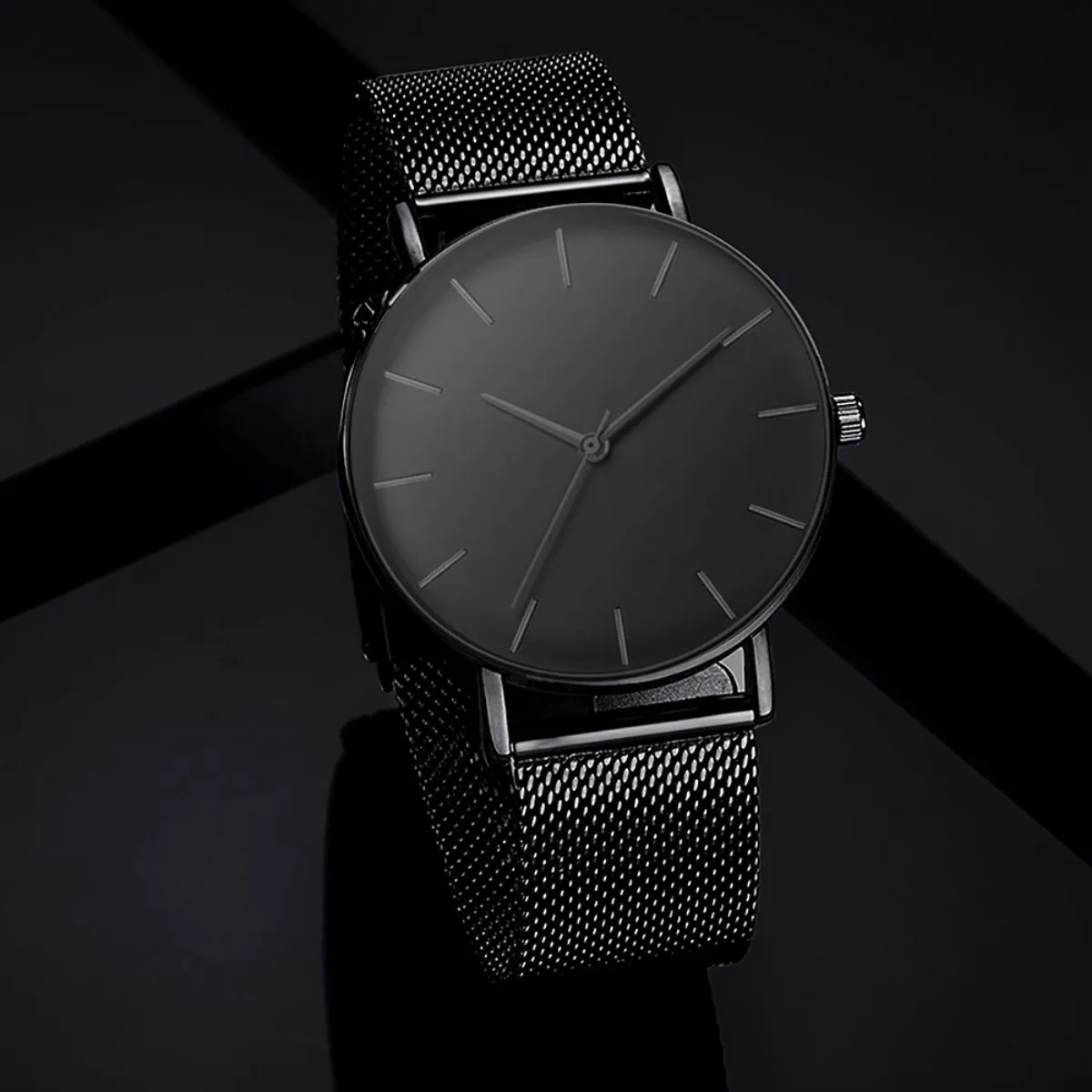 DEYROS 4 Pieces/Set Stylish Casual Men's Quartz Watch Black simple round men's watch for friends and as a birthday gift