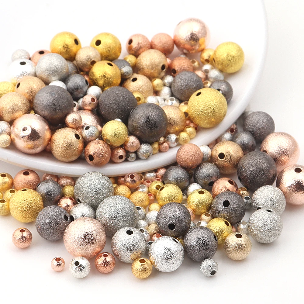 20-100pcs/lot 3-12mm Matte Copper Beads Round Metal Loose Spacer Beads For Jewelry Making DIY Bracelet Necklace Accessories image 2