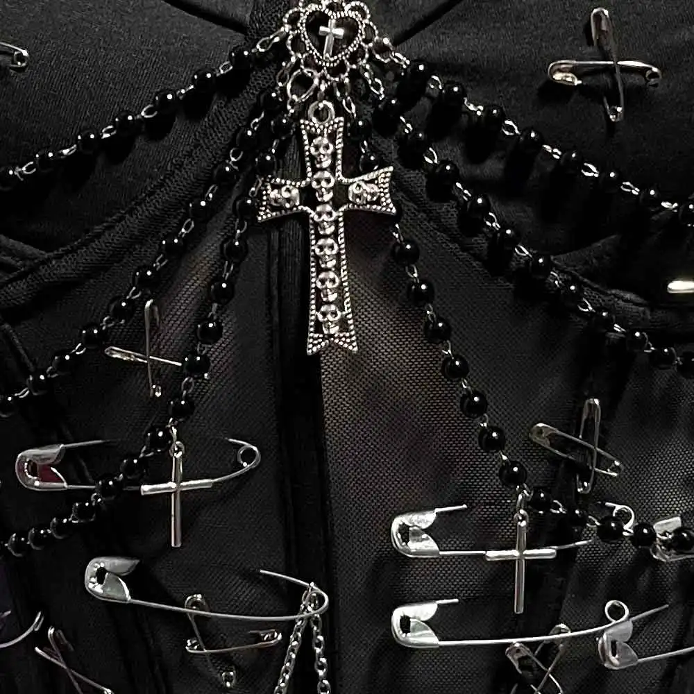 ايمو Y2K القمم يدوية صديقة للبيئة دبوس القوطية تانك في سن المراهقة E-الفتيات الجرونج القوطي الجمجمة الشرير الصخرة Kawaii 90s لتقوم بها بنفسك ملابس للنادي Harajuku العصرية