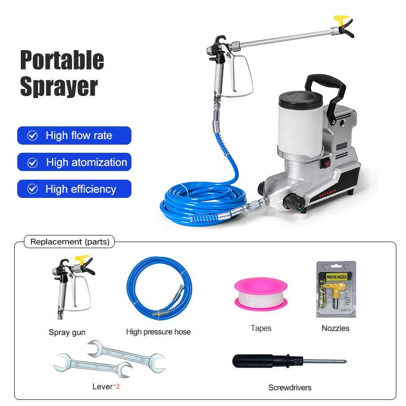 2L/1200W Portable Airless Paint Sprayer Small Decorative Electric Spray Gun High Power Household Paint Tools