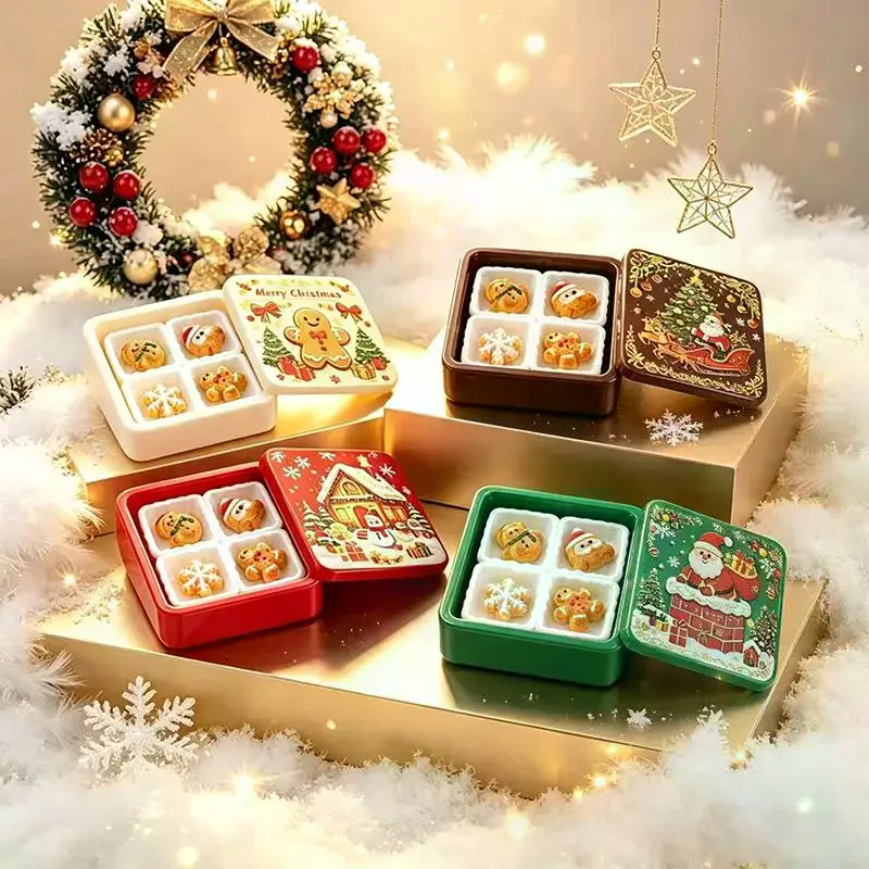 Christmas Gingerbread Biscuit Gift Box Series 3D Resin Cabochon DIY For Keychain Earrings Dollhouse Accessories Cute
