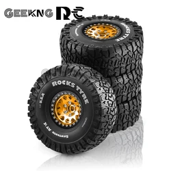 1/10 RC 크롤러 자동차용 금속 비드락 휠 림 고무 타이어 세트, Traxxas TRX4 RC4WD D90 Axial SCX10 II III MST, 120mm, 1.9 인치, 4 개