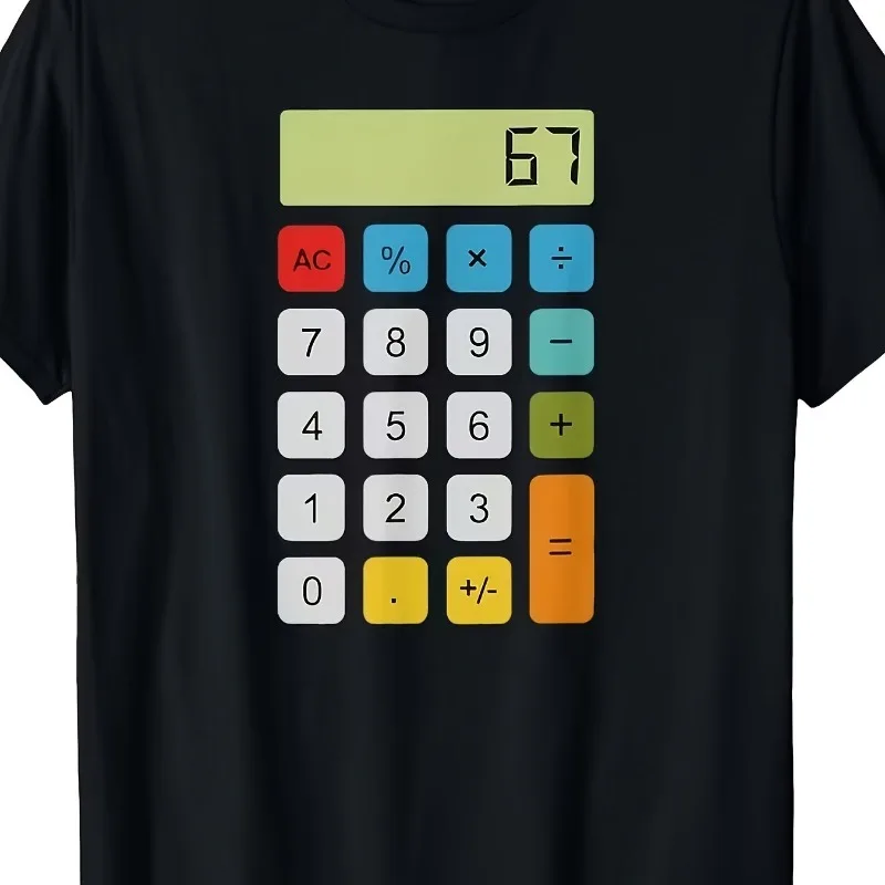 Calculator 67 Six Seven Fun Math Meme T-shirt Men's T-shirt Summer New Unisex T-shirt