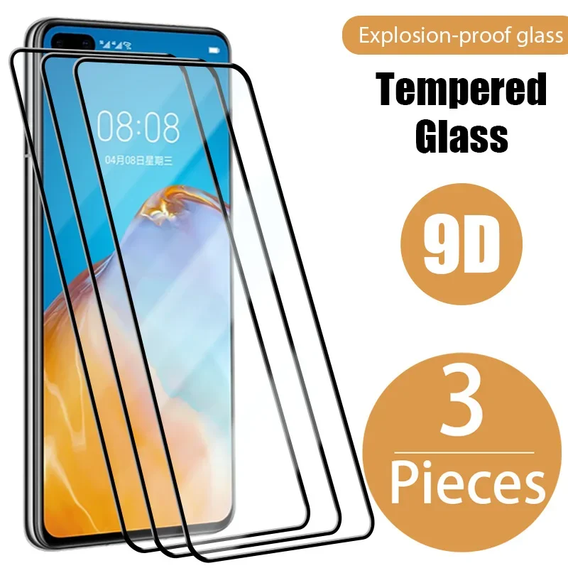 

3PCS Full Cover Tempered Glass For Huawei P30 P40 P20 Lite P50 Screen Protective For Huawei Y5 Y6 Y7 Y9 2019 Y6p Y7p Y8p