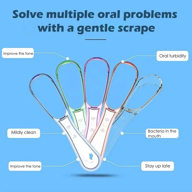 1 шт., скребок для чистки языка, многоразовый скребок для чистки полости рта, многоцветный инструмент для гигиены полости рта, щетка для языка