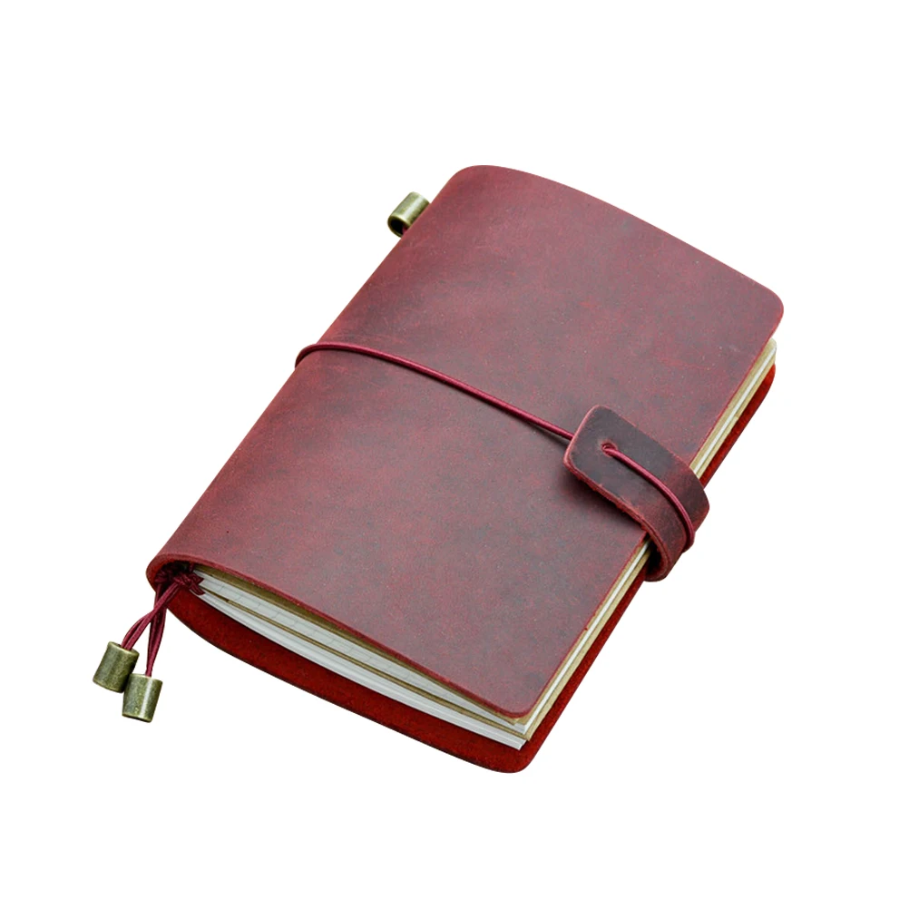 

Passport Notepad Diary Book Journal Writing Notebook Horizontal Line Checkered Blank Pattern Cowhide Cover Retro