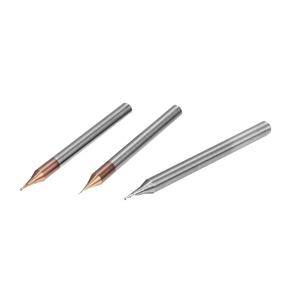 OUIO HRC55 Micro Carbide End Mill 2 Flutes 0.2-0.9mm TiAIN Micro Flat 4mm Shank Milling Cutter Carbide CNC Engraving  Aluminum