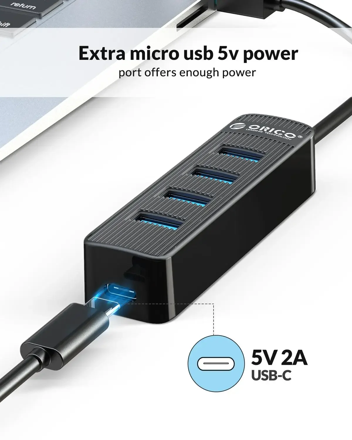 ORICO Usb Hub USB 3.0 HUB Mini Usb C Hub 3.0 USB Power Port High Speed Multi 4 Ports USB3.0 Splitter Adapter Laptop Accessories