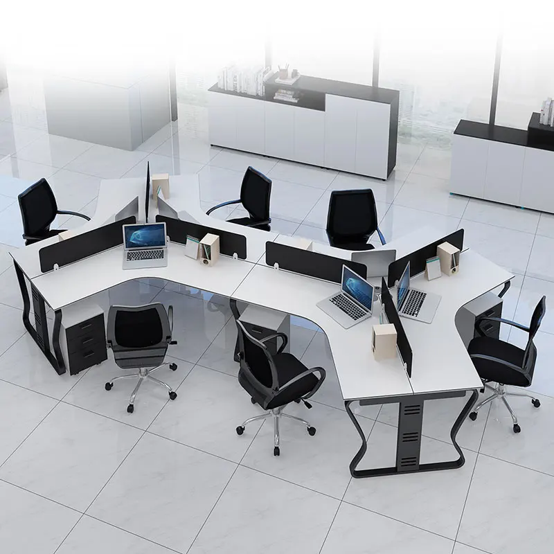 Commercial furniture office cubicle curved office desks and workstations high quality 6 8 10 person staff station