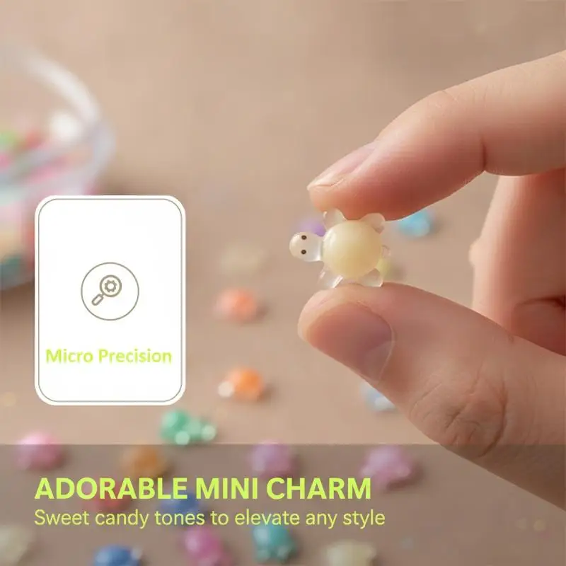 Tiny Luminous Turtle Resin Charms 100Pcs Mini Glow Tortoise Ornaments for DIY Craft Making Kits