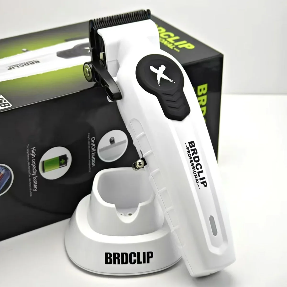 BRDCLIP X Series FA1C White Gradient 8800RPM Profesjonalna maszynka do strzyżenia włosów wyposażona w stację ładującą Nadaje się do salonu fryzjerskiego dla mężczyzn