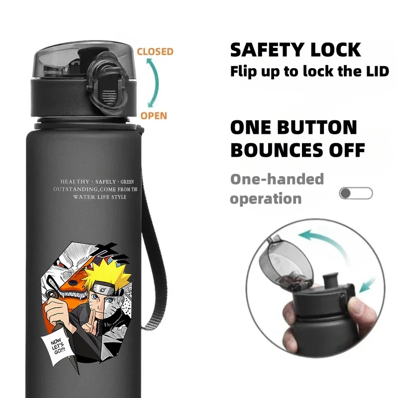 650ml Uzumakied Narutoed Sports Water Bottle Girl Boy Motivational Leak Proof Portable Reusable Cups Outdoor Travel Gym Jugs