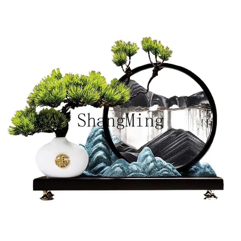 

LXY welcome pine creative landscape quicksand painting ornament new Chinese living room entrance office decoration