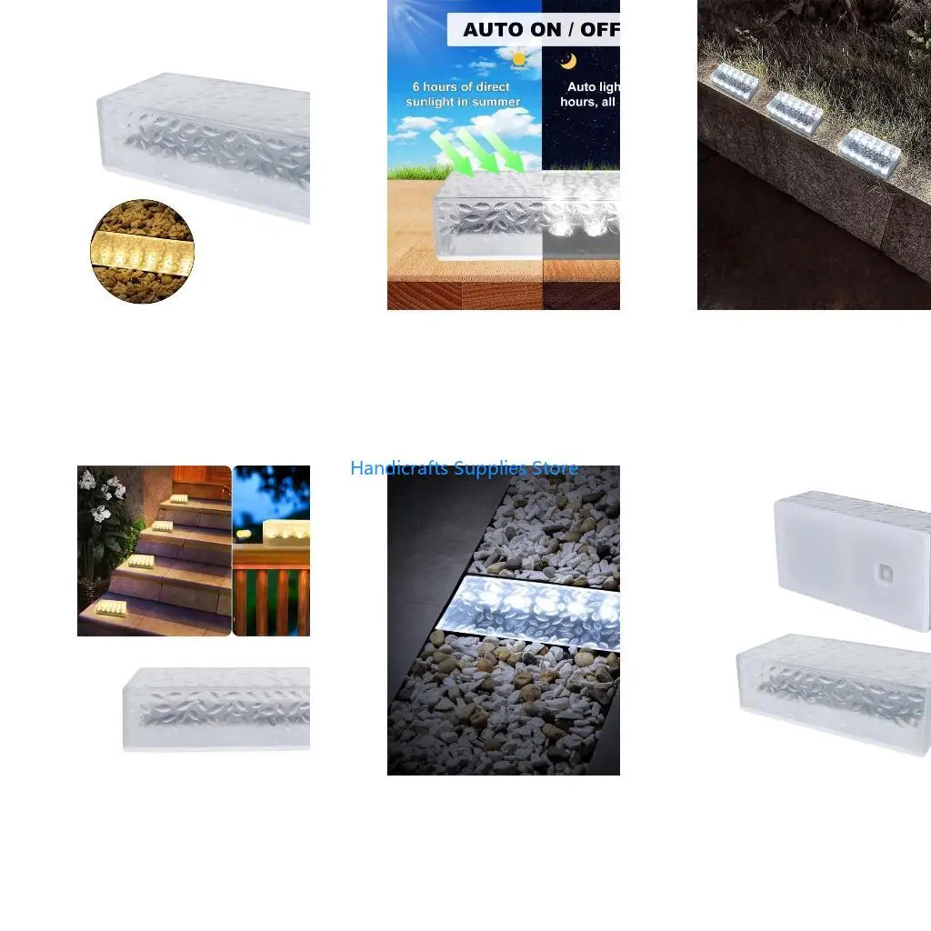 R1WA Solar LED Brick Lights Outdoor Waterproof Stair Step Paver Lamp Landscape Light for Yard Lawn Garden Decoration