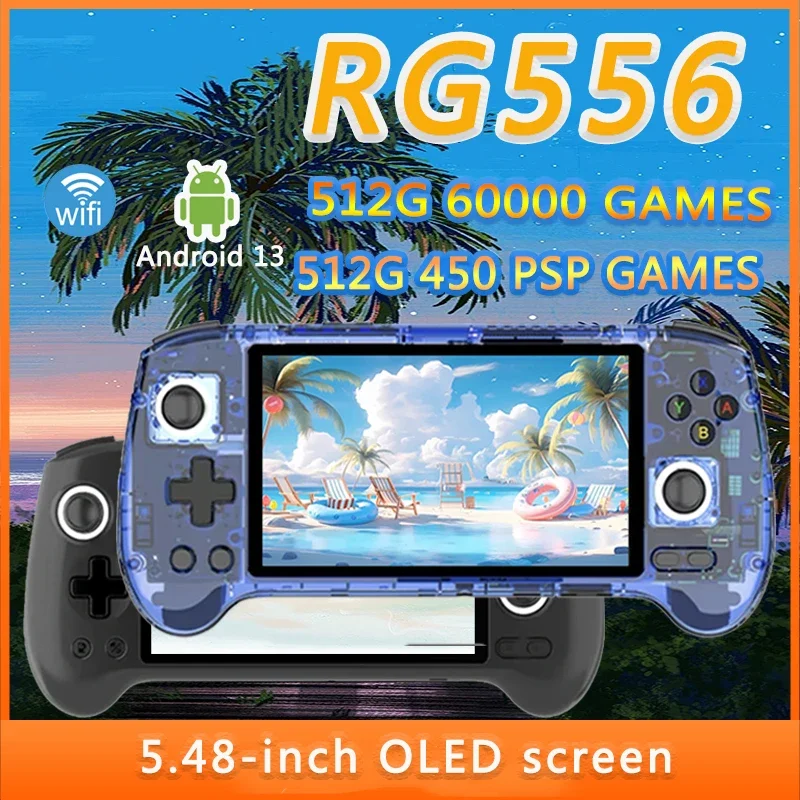 

ANBERNIC RG556 Retro Handheld Game Console Android 13 System 8G+128G 5.48 inch AMOLED Screen Video Player 512G PS2 PSP Games