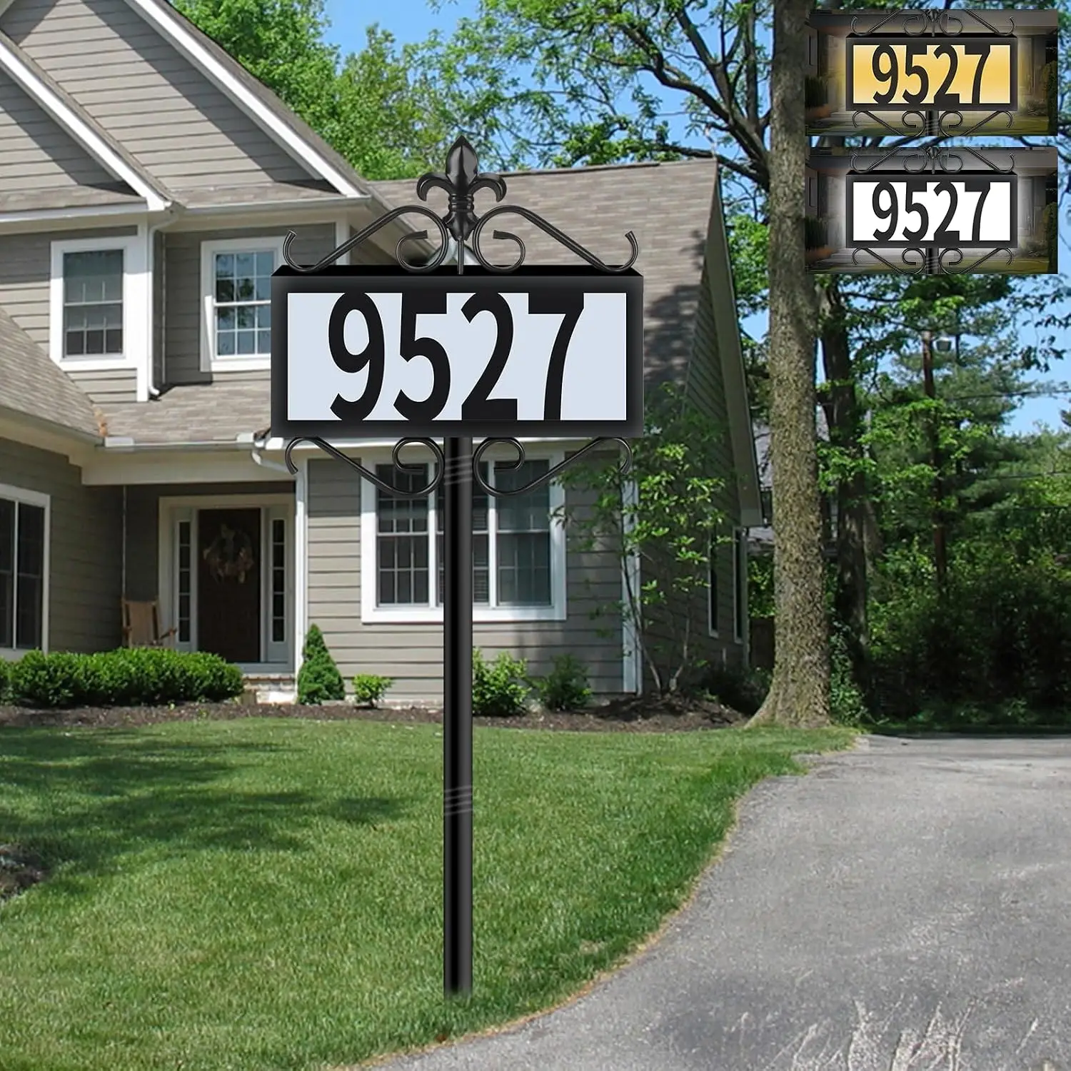 Outdoor Solar Metal Yard Address Sign House Numbers