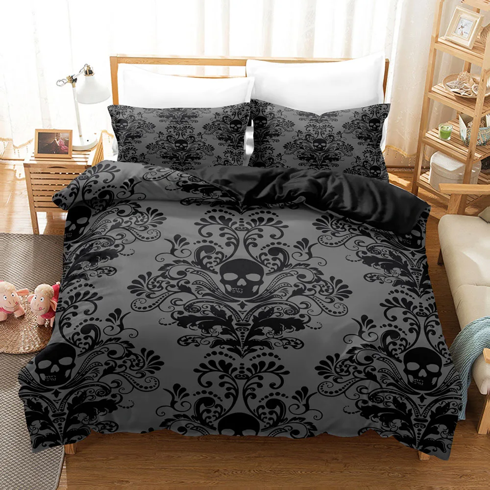 Gothic Stil Schädel Bettwäsche Sets Für Erwachsene Bett Liefert Set Bettbezug Set Mit Kissenbezüge Keine Füllung Luxus Geburtstag Geschenke – Detail 6