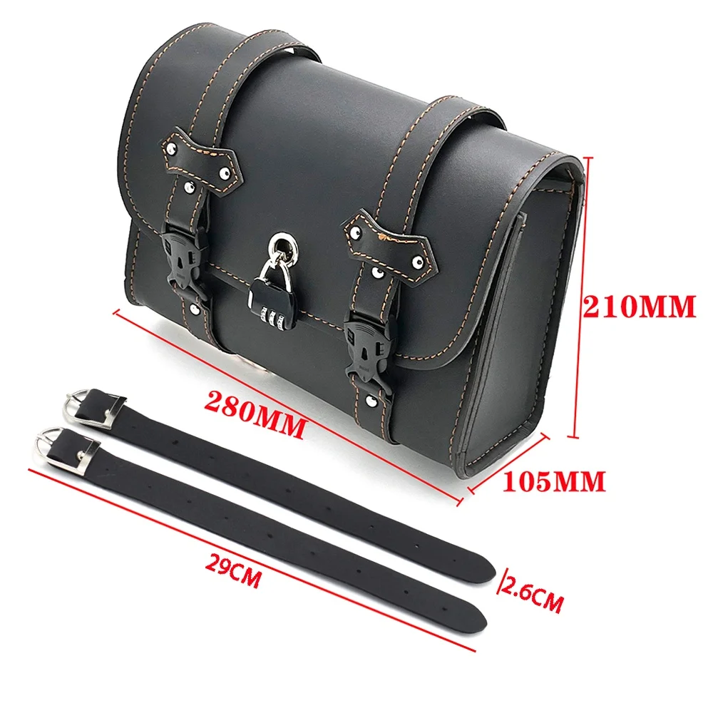 1PC Universal Motorcycle Saddlebag with Lock Side PU Leather Luggage Storage Forks Tool Bags for Most  E-bike Motorcycle Riding