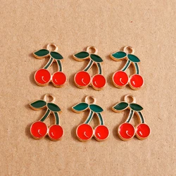 10pcs Enamel Fruit Cherry Charms Pendants for Jewelry Making Earrings Necklace DIY Bracelet Accessories Supplies