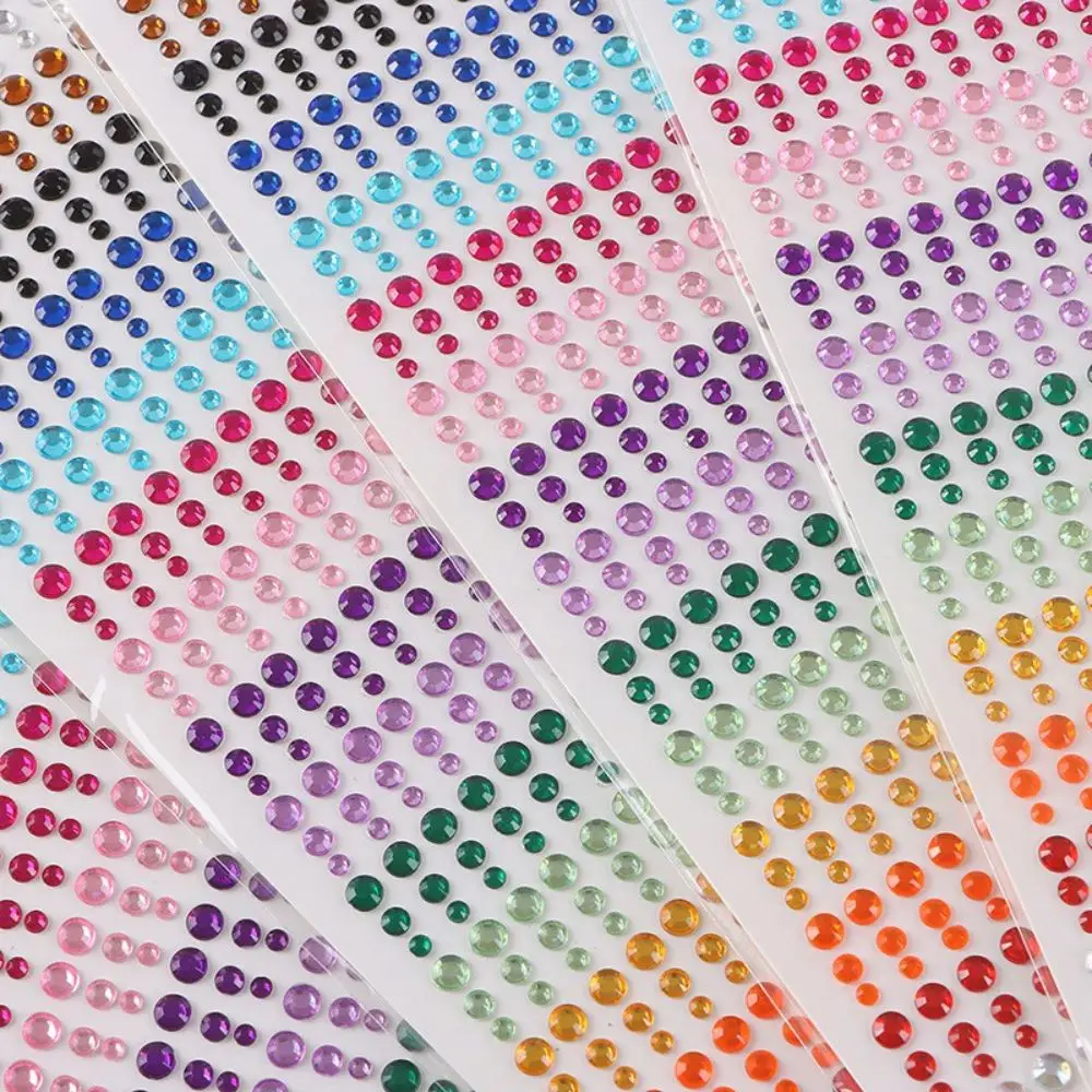 900Pcs Self-Adhesive Makeup Rhinestone Stickers Round Shiny Face Glitter Gem Stickers Stick-On 3D Crystal Rhinestones Stickers