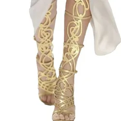 Fashion sexy Gold Graphic Gladiator Sandal Boots High Heel Cut-out Knee High Women Dress Shoes Designer Clip-toe sandal Boots