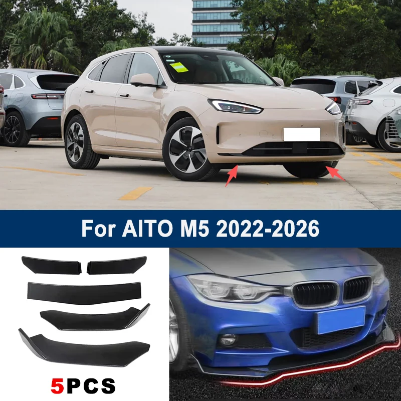 

Adjustable 5Pcs Sectional Front Spoiler Lip For AITO M5 2022-2026 Front Bumper Splitter Car Exterior Sport Body Kit