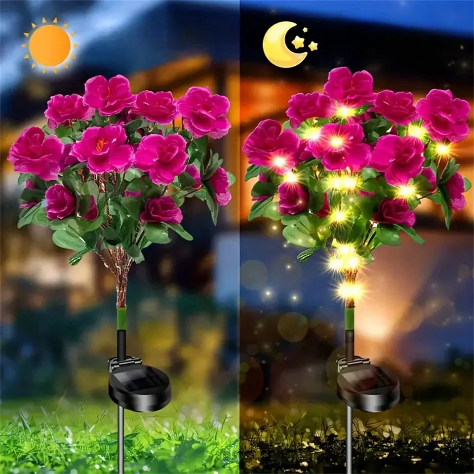 

Solar Powered Azalea Flower Lights,Outdoor Solar Garden Lights for Outdoor Solar Garden Decoration Lawn Light Stake Light