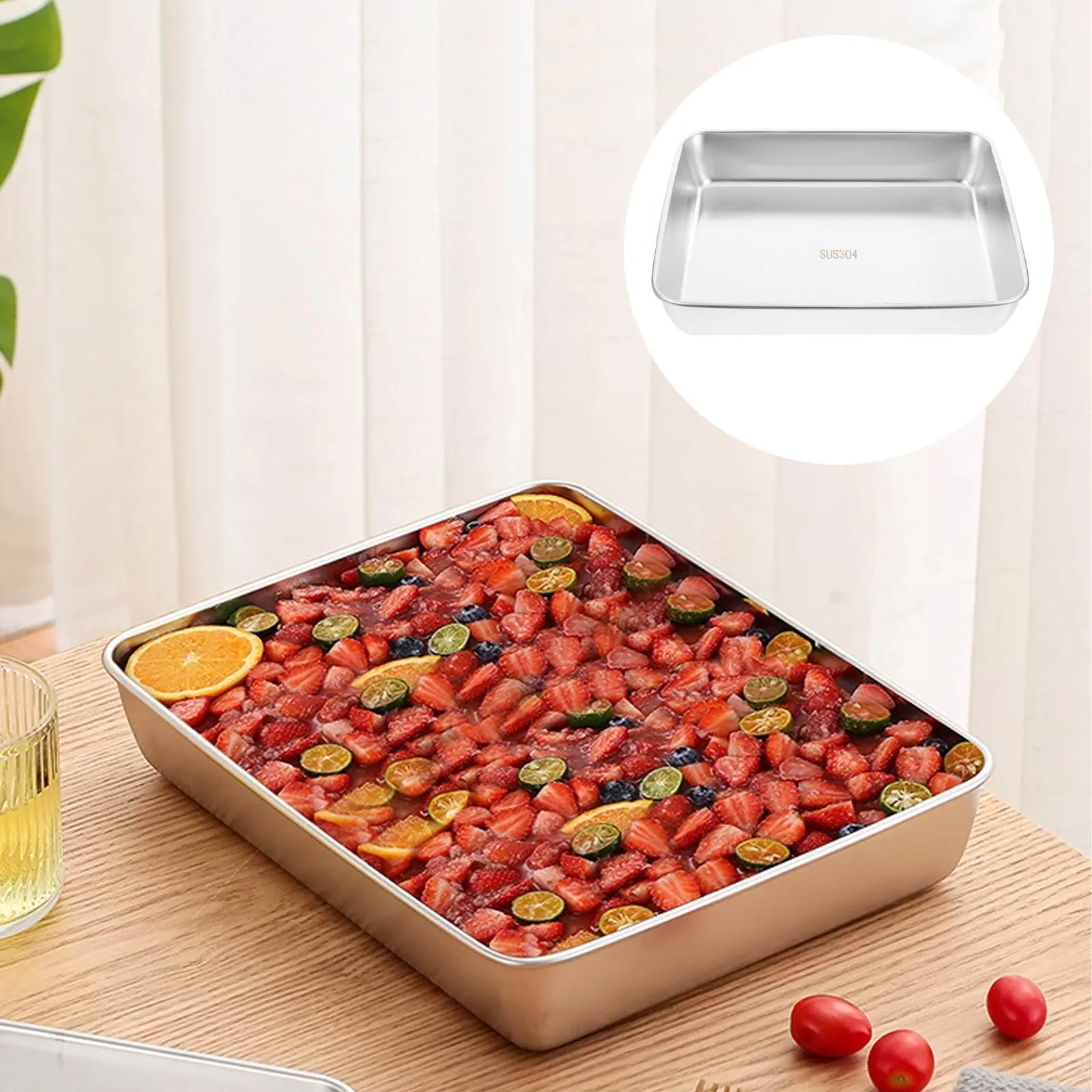 

Многофункциональная прямоугольная форма для выпечки из нержавеющей стали для тортов, хлеба, десертов, удобная для хранения на кухне