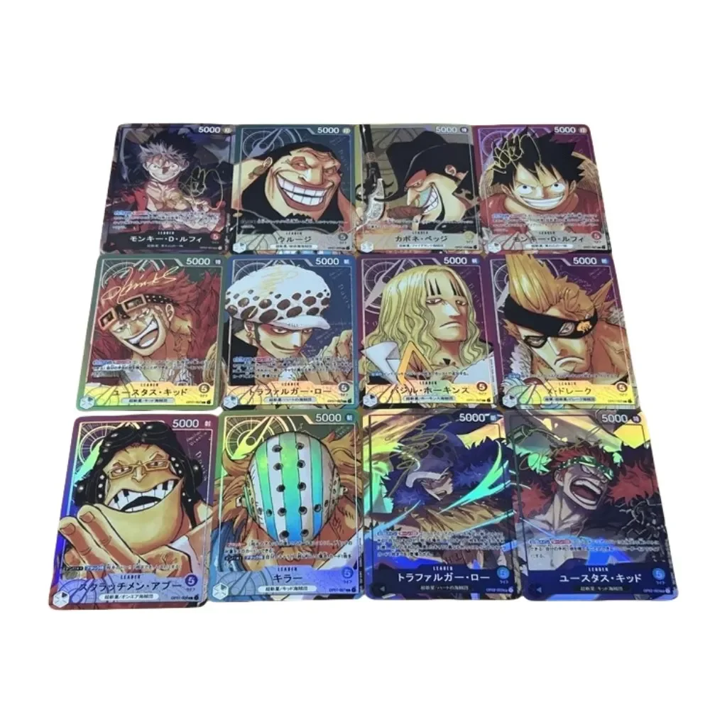 DIY ONE PIECE Original Series 12pcs Luffy Water Law Kid Opcg  Profile Picture Golden Sign Anime Peripheral Collection Card Gift