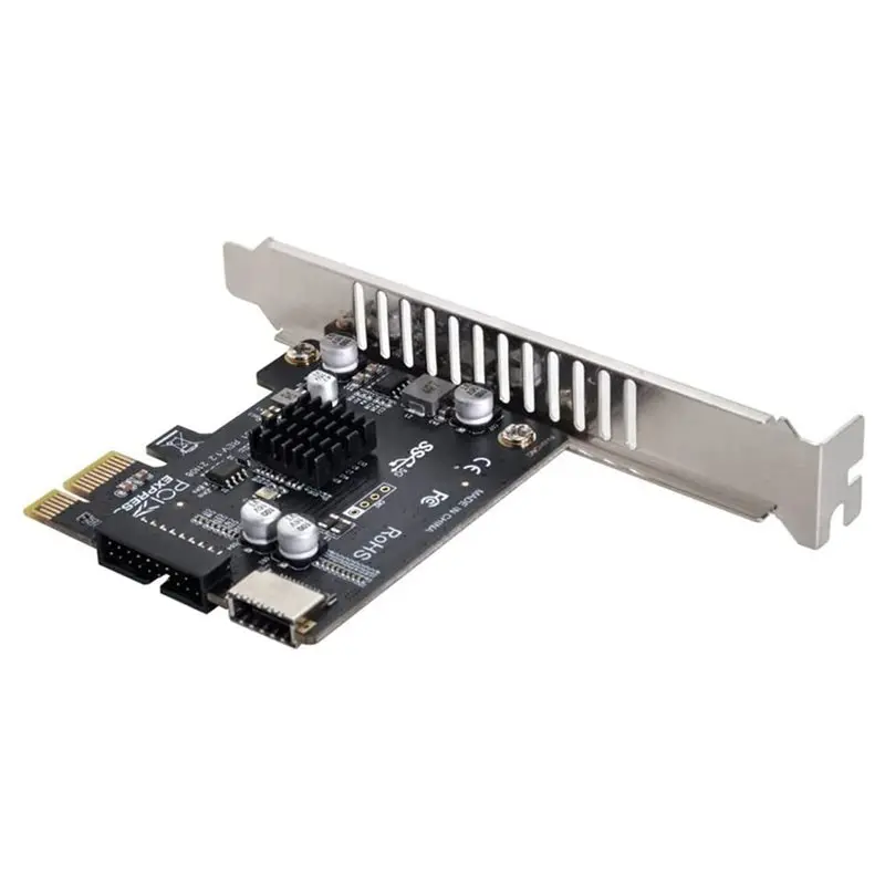 Exquisite-2X VL805 Motherboard Adapter 5Gbps Type E USB 3.1 Front Panel Female & USB 2.0 To PCI-E 1X Express Card