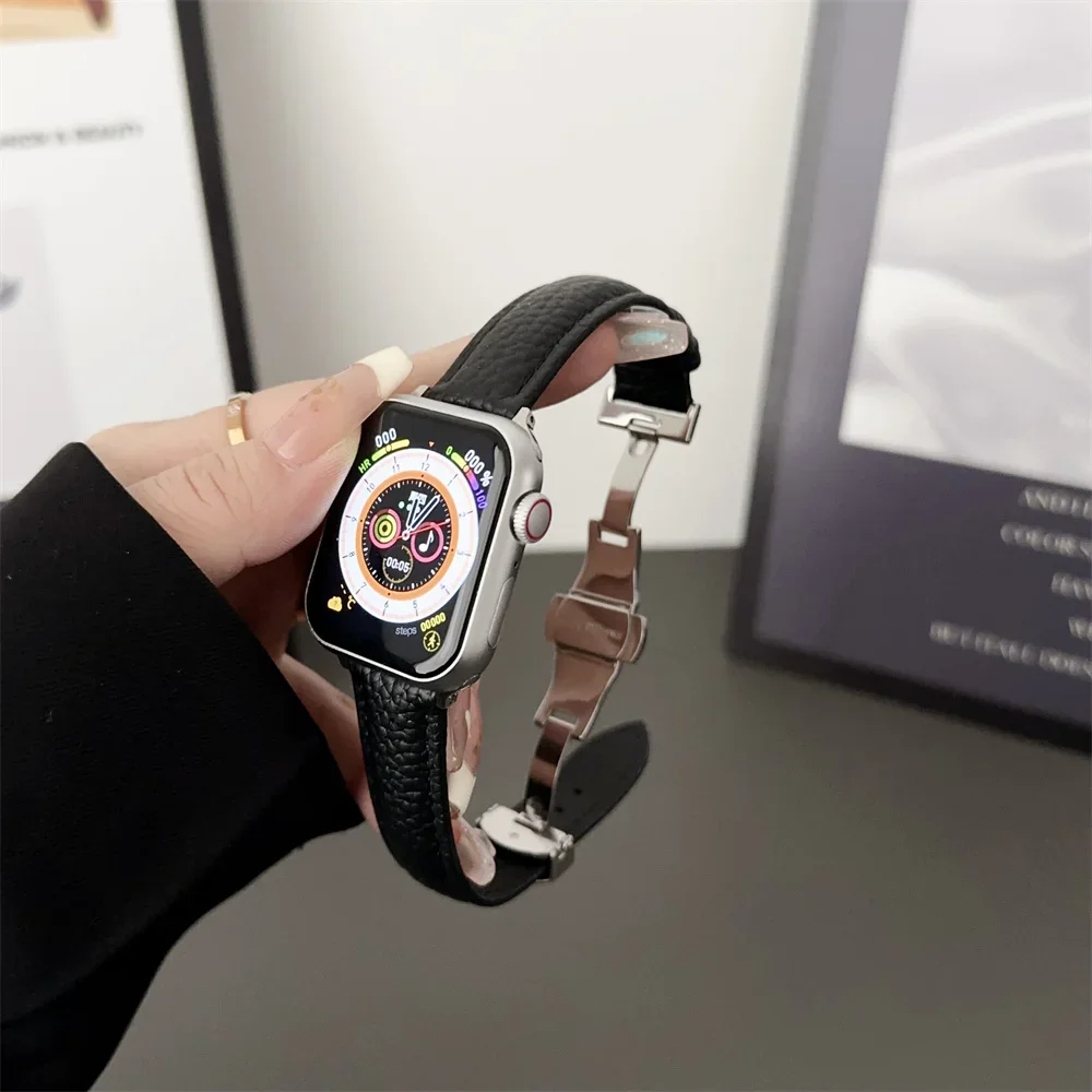 Apple Watch用レザーストラップ,手首,ウルトラバンド,38mm, 42mm, 40mm, 44mm, 49mm,シリーズ7 8,iwatch se,6, 5 4、3
