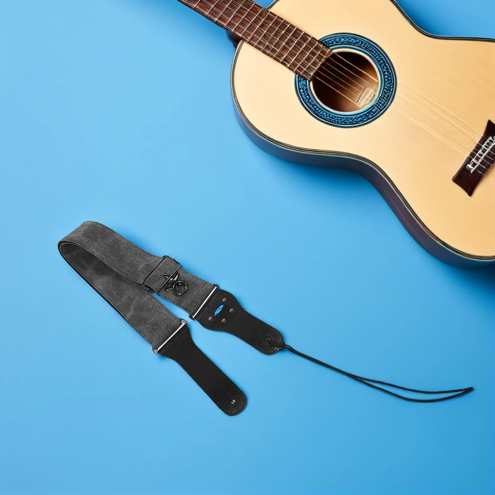 

Guitar Strap: Wide Padded Black Cotton Strap For Electric Bass Acoustic Guitar Adjustable Heavy Duty Comfort Vintage Style