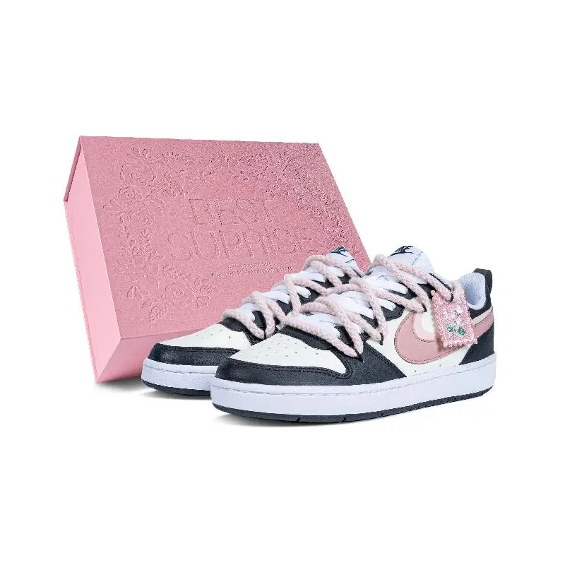 

[Специальная подарочная коробка Barbie Pollen на заказ]Nike Court Borough Low 2, готический розовый цвет, специальная коробка, амортизирующий низкий скейтборд