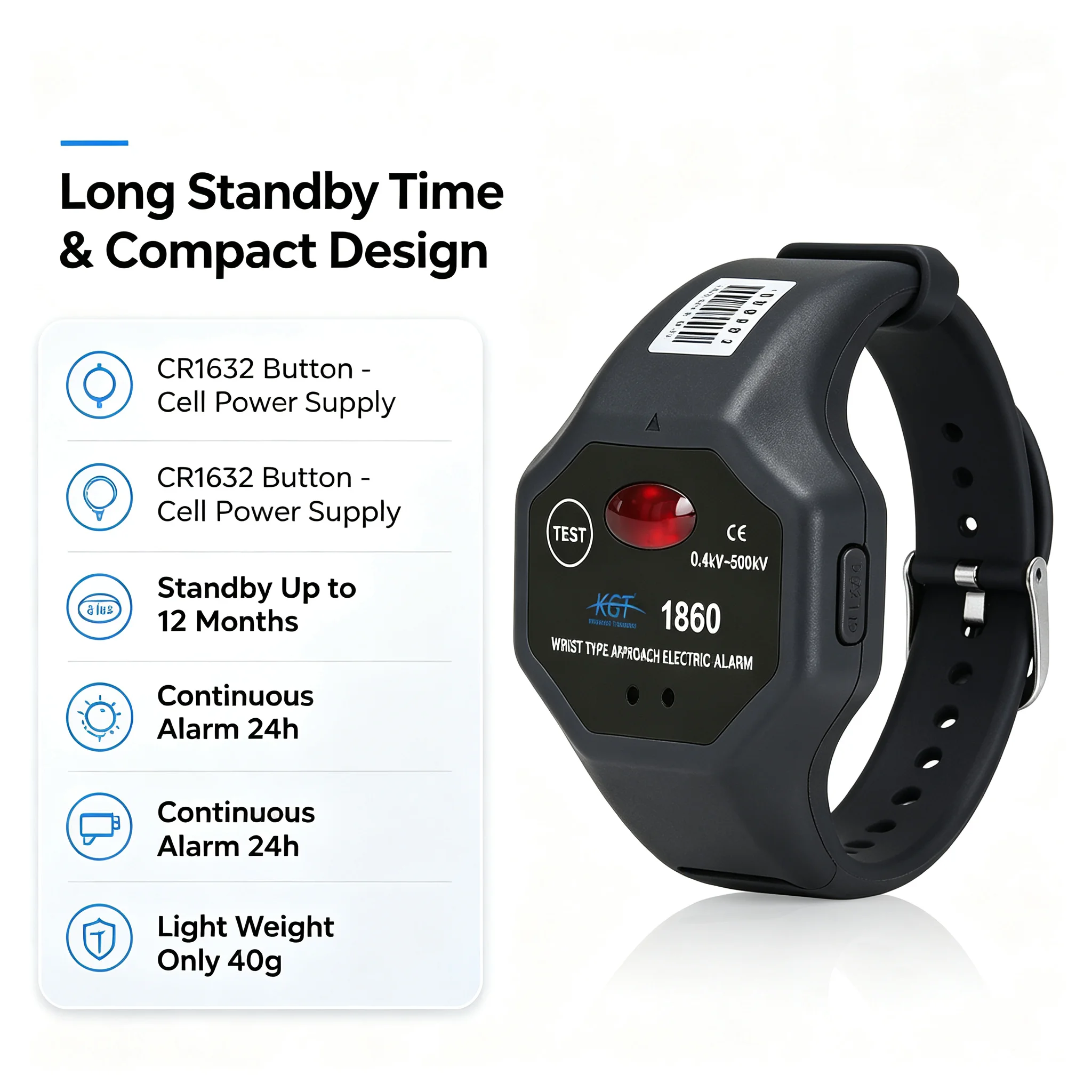 Wrist Type Approach Electric High Low Voltage Proximity Detector Sound Light Alarm for Electrical Worker Safety