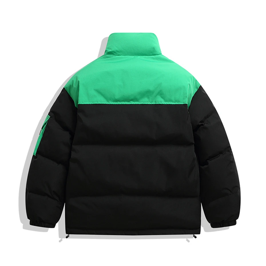 Gepolsterte Jacke Männer Winter Parkas Streetwear Mode Patchwork Farbe Block Mantel männlich übergroße Parkas