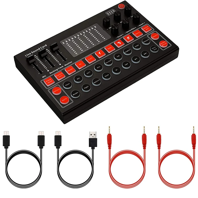 

Bluetooth Live Sound Card, Audio Mixer, Sound Effects For Live Streaming, Music Recording, Game, Singing, PC, Laptop