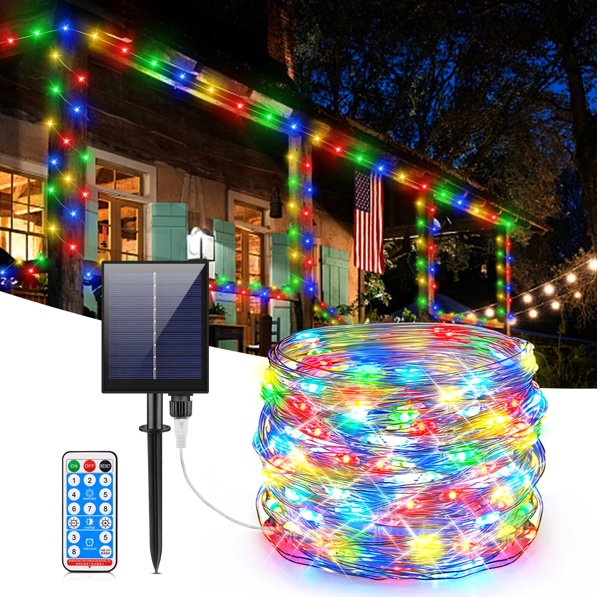 10M-100M Solar Power String Fairy Light 1000 LEDs Waterproof For Outdoor Garden Garland Christmas Halloween Festival Party Decor