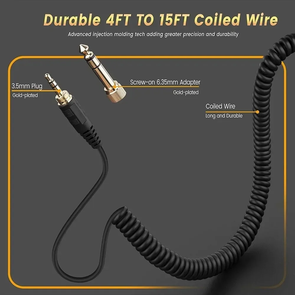 OFC Replacement Stereo Audio Spring Coilded Cable Extension Cord For AKG K361 K361BT K361-BT Headphones