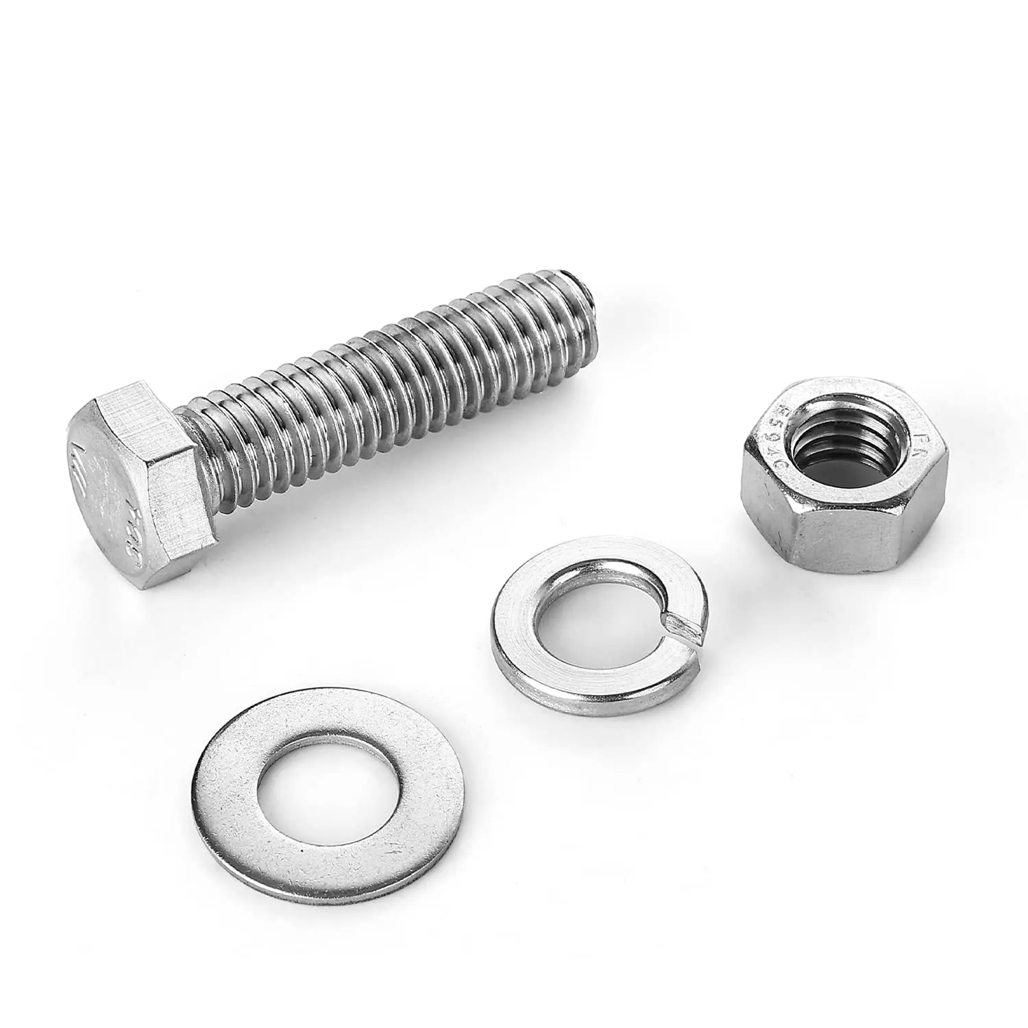 M3 Stainless Steel Hex Head Screws Bolts, Nuts, Flat & Lock Washers, (304) Stainless Steel, Full Thread, Coarse Thread