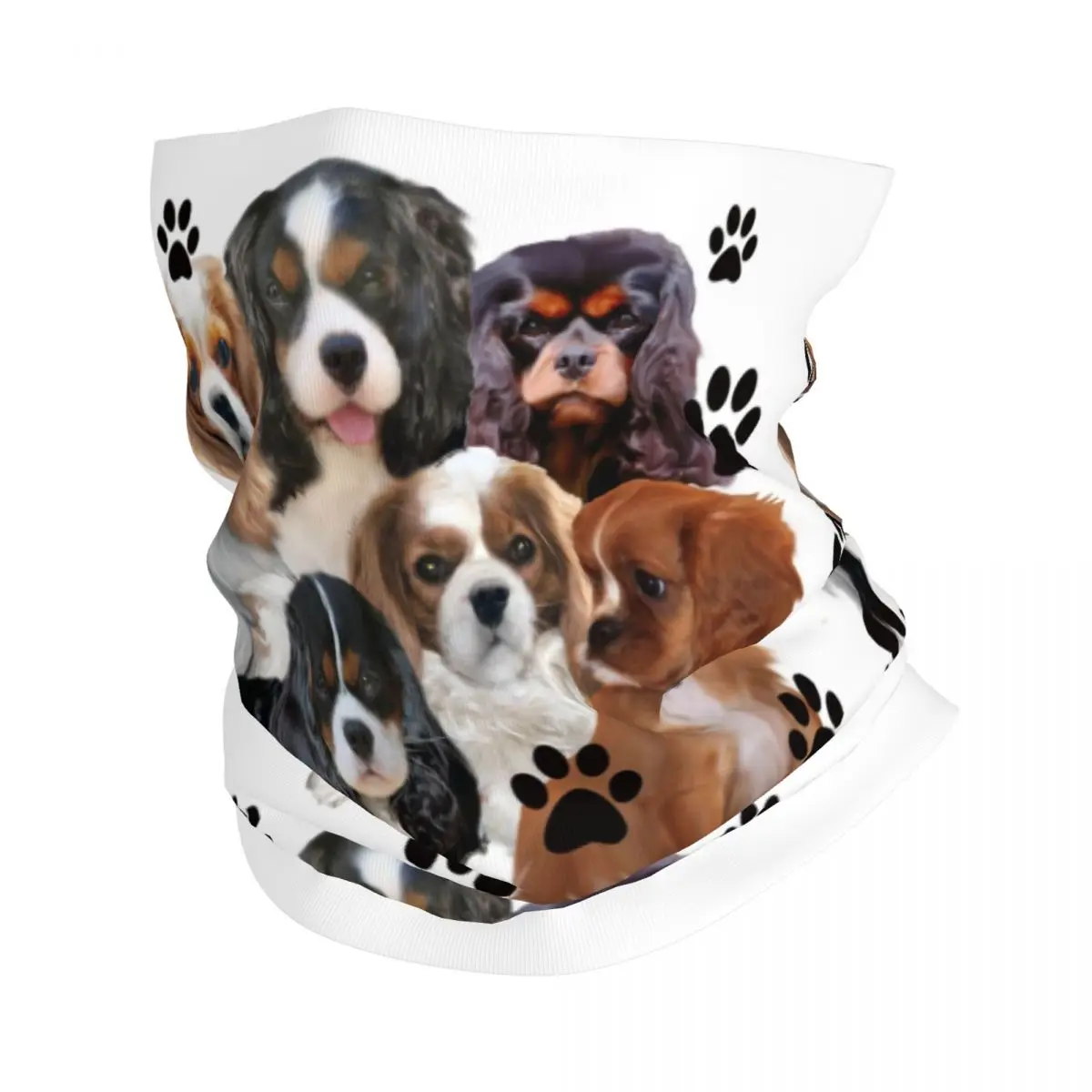 Cavalier King Charles Spaniel Family Group Bandana Neck Gaiter for Hiking Running Women Men Wrap Scarf Dog Balaclava Warmer