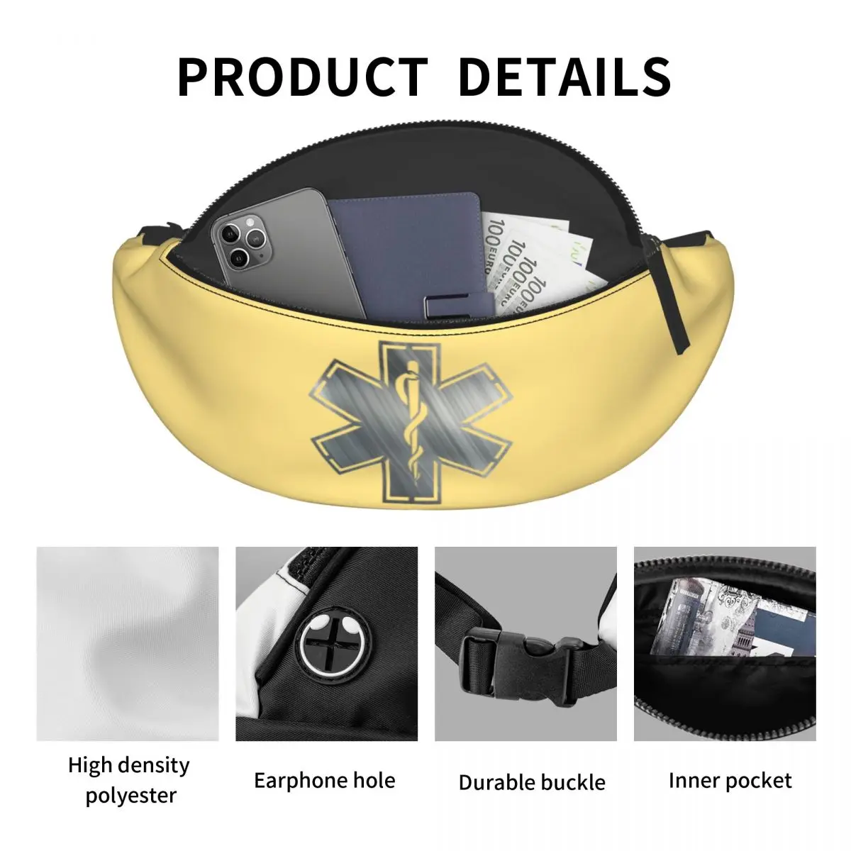 Casual Emt Star Of Life Fanny Pack Mannen Vrouwen Paramedicus Medische Crossbody Heuptas Voor Het Runnen Van Telefoongeldzak