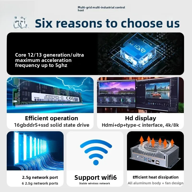 12/13 جيل 6 منافذ الشبكة الكمبيوتر الصناعي الأساسية صغيرة جدا لينة توجيه الفحص البصري x86 الكمبيوتر الصناعي #3