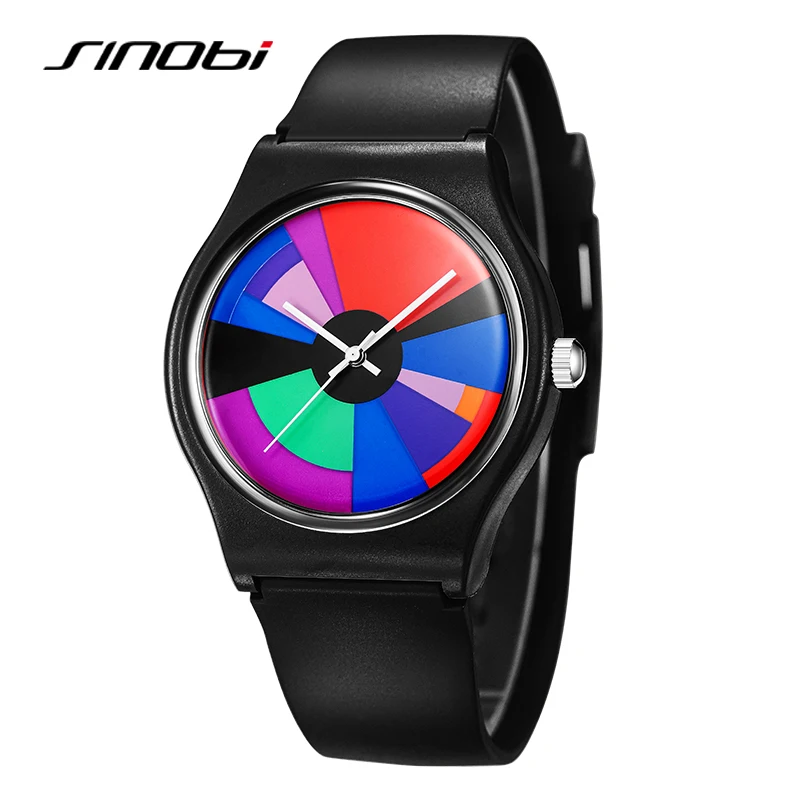 SINOBI Creative Design Men\'s Watches Fashion Colorful Watch Dial Original Top Mans Quartz Wristwatches Luxury Best Gifts Clock